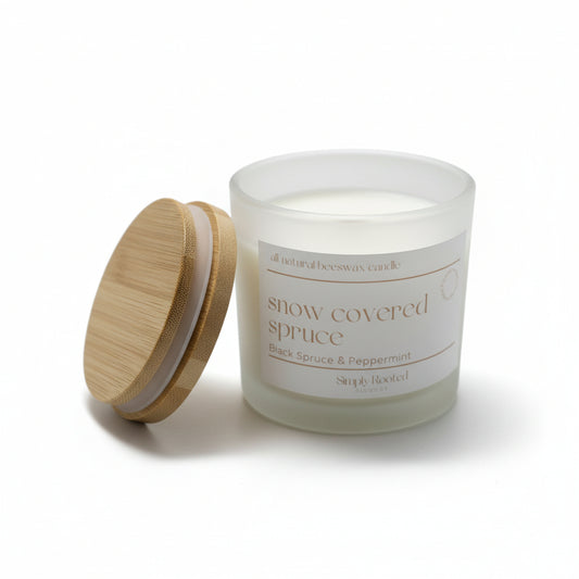 Snow Covered Spruce Natural Beeswax Candle