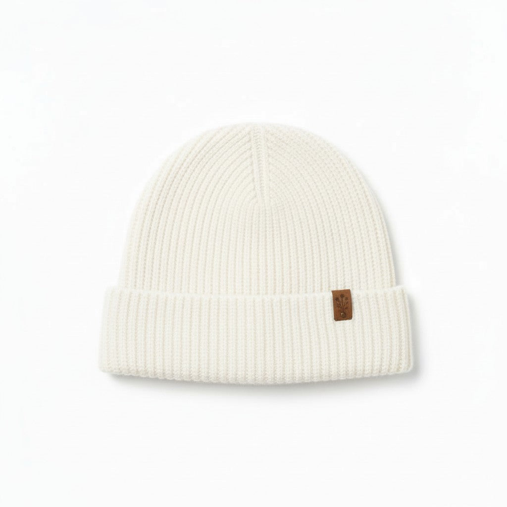 100% Merino Wool Ribbed Knit Beanie