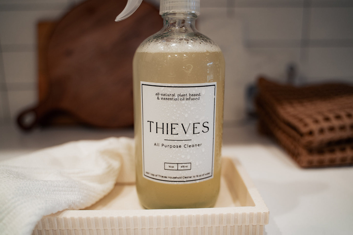 Thieves Label with 16 oz Glass Spray Bottle | Thieves All-Purpose Cleaner | Young Living | Waterproof Vinyl | Simply Rooted Design Co.