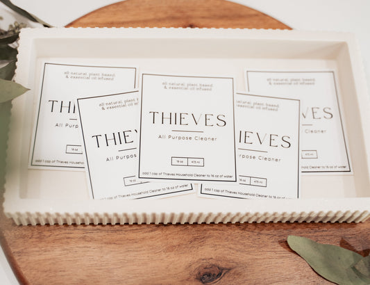 Thieves All-Purpose Cleaner Label - Set of 1 | Modern Vinyl Design | Young Living | Waterproof Stickers | Simply Rooted Design Co.