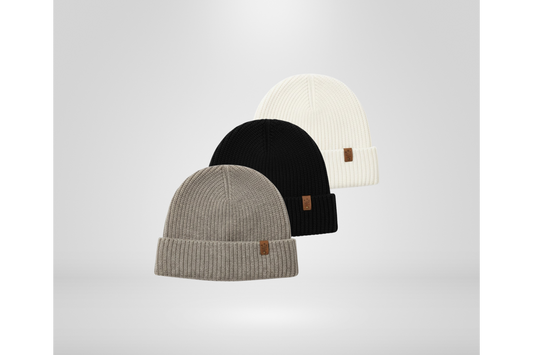 100% Merino Wool Ribbed Knit Beanie