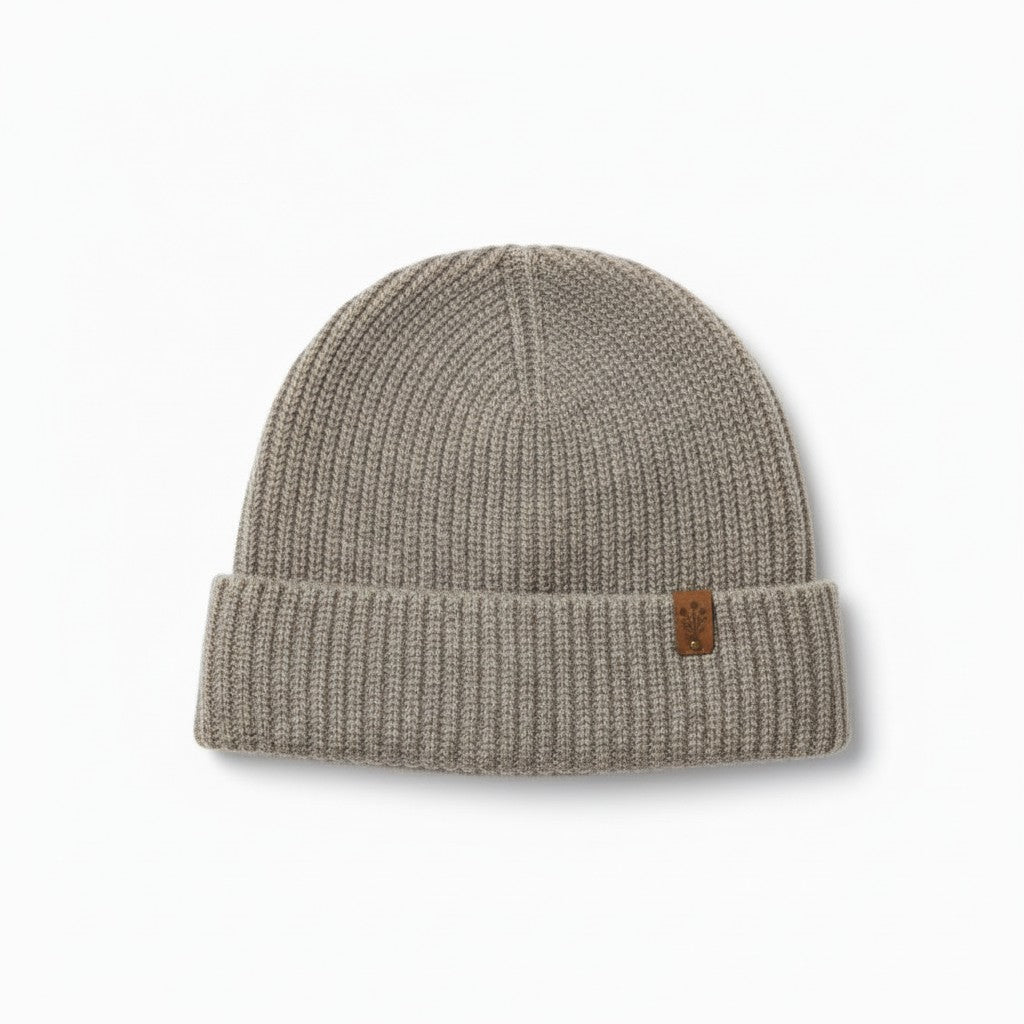 100% Merino Wool Ribbed Knit Beanie
