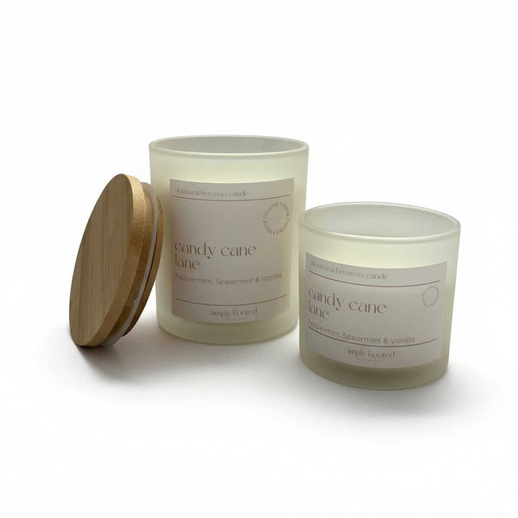 Candy Cane Lane Natural Beeswax Candle