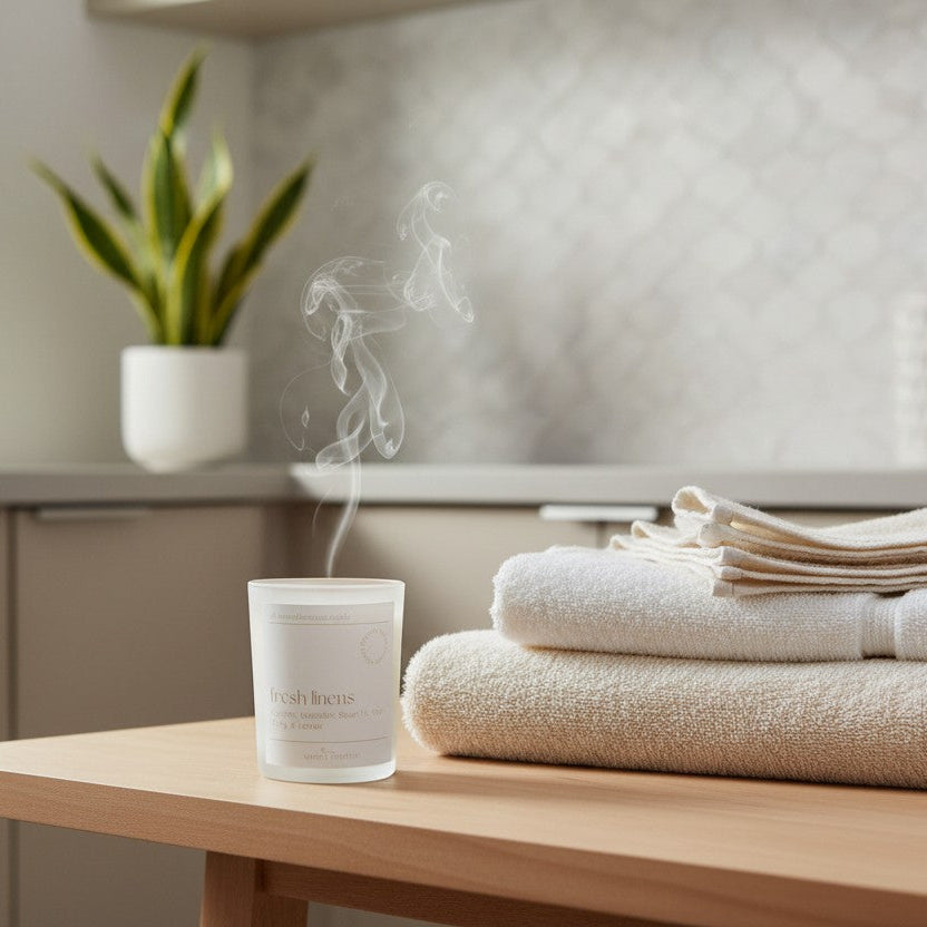 Fresh Linens Beeswax Candle | Clean Summer Candle