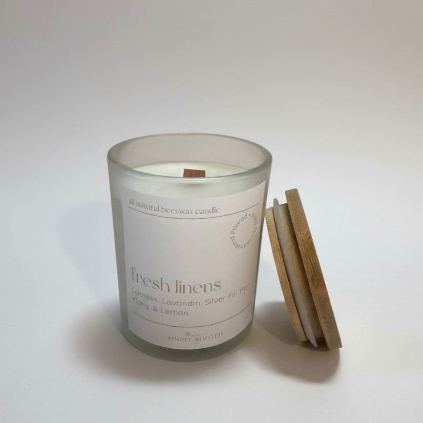 Fresh Linens Beeswax Candle | Clean Summer Candle