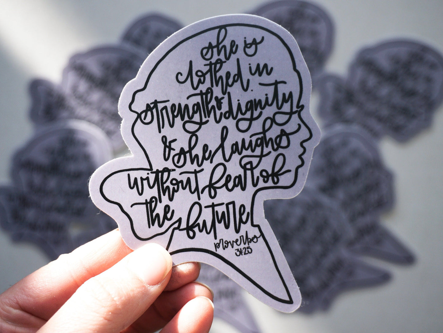 Proverbs 31 Sticker | She is Clothed in Strength & Dignity | Waterproof Vinyl Sticker | Matte Vinyl Sticker | Proverbs 31 Decal Sticker