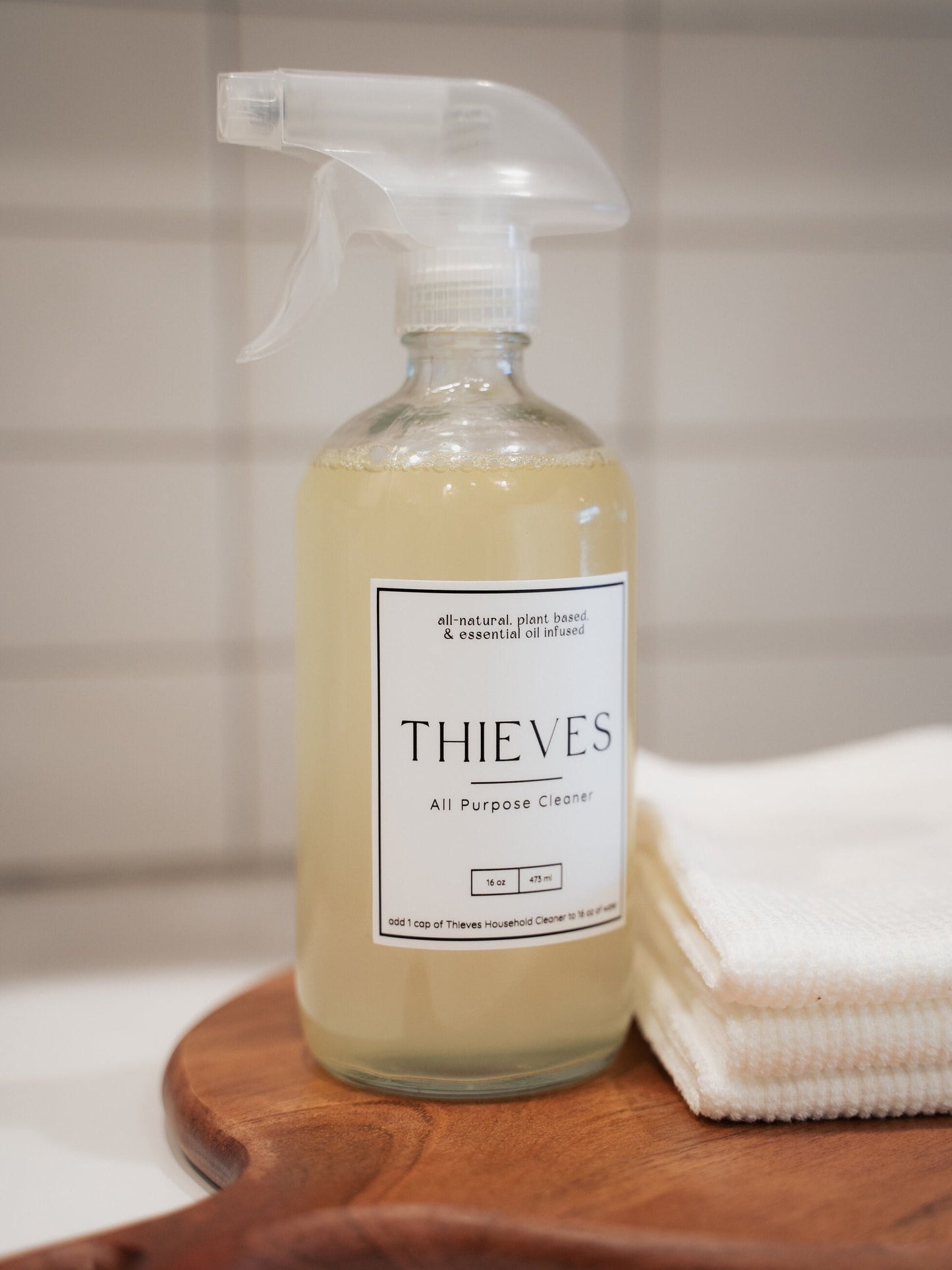 5-Pack Thieves Cleaner Labels | Waterproof Vinyl Decals for Young Living Bottles | Aesthetic Modern Stickers | Simply Rooted Design Co.