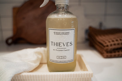 Thieves Label with 16 oz Glass Spray Bottle | Thieves All-Purpose Cleaner | Young Living | Waterproof Vinyl | Simply Rooted Design Co.