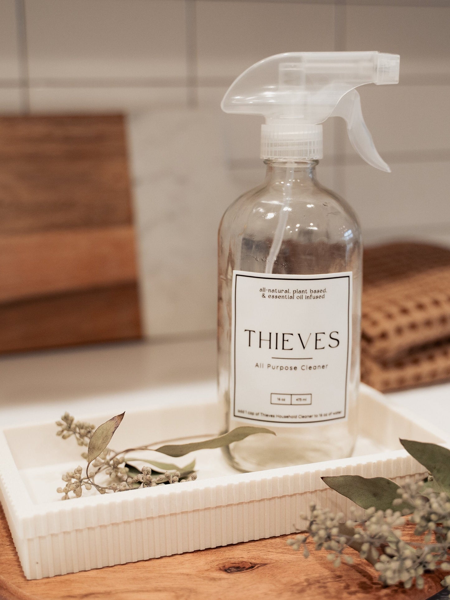 Thieves Label with 16 oz Glass Spray Bottle | Thieves All-Purpose Cleaner | Young Living | Waterproof Vinyl | Simply Rooted Design Co.