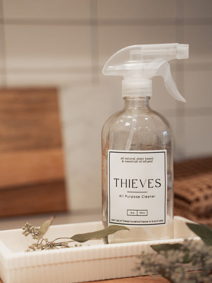Thieves All-Purpose Cleaner Label - Set of 1 | Modern Vinyl Design | Young Living | Waterproof Stickers | Simply Rooted Design Co.