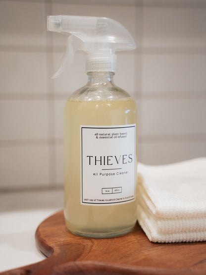 Thieves All-Purpose Cleaner Label - Set of 1 | Modern Vinyl Design | Young Living | Waterproof Stickers | Simply Rooted Design Co.