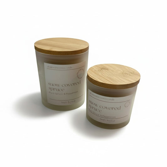 Snow Covered Spruce Natural Beeswax Candle