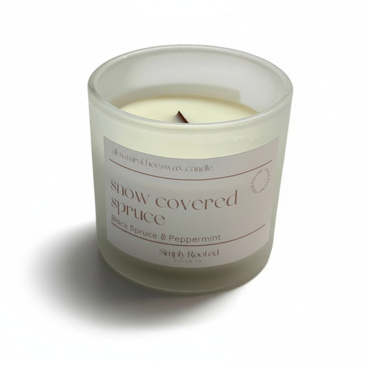 Snow Covered Spruce Natural Beeswax Candle