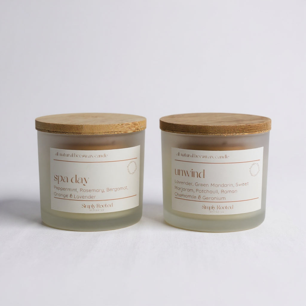 The Home Spa Collection | TWO, 4 oz Natural Beeswax Candles